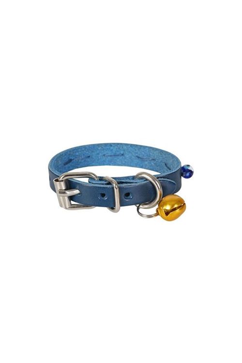 Cattie Boncuklu Deri Küçük Irk Köpek ve Kedi Boyun Tasması Xsmall Royal Mavi 1x12-16 Cm