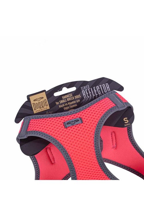 Doggie Havalı Dokuma Reflektör Küçük Irk Köpek Göğüs Tasması Small Pembe 32-38 Cm
