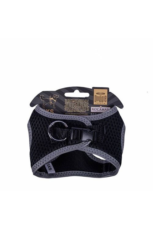 Doggie Havalı Dokuma Reflektör Küçük Irk Köpek Göğüs Tasması Xxxsmall Siyah 22-26 Cm