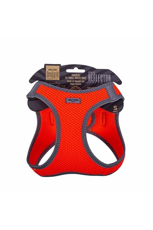 Doggie Havalı Dokuma Reflektör Küçük Irk Köpek Göğüs Tasması Small Turuncu 32-38 Cm