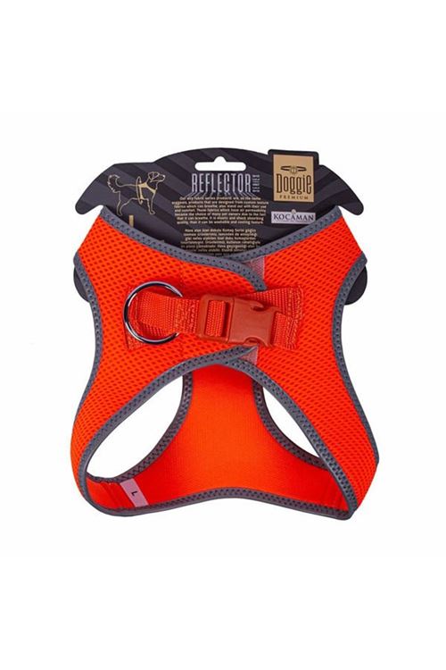 Doggie Havalı Dokuma Reflektör Küçük Irk Köpek Göğüs Tasması Large Turuncu 42-48 Cm
