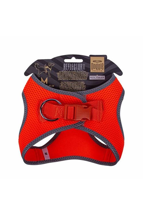 Doggie Havalı Dokuma Reflektör Küçük Irk Köpek Göğüs Tasması Medium Turuncu 38-44 Cm