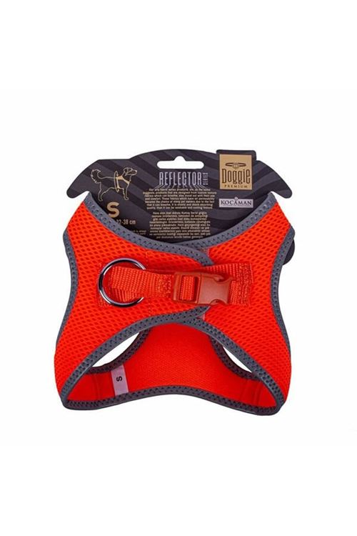 Doggie Havalı Dokuma Reflektör Küçük Irk Köpek Göğüs Tasması Small Turuncu 32-38 Cm