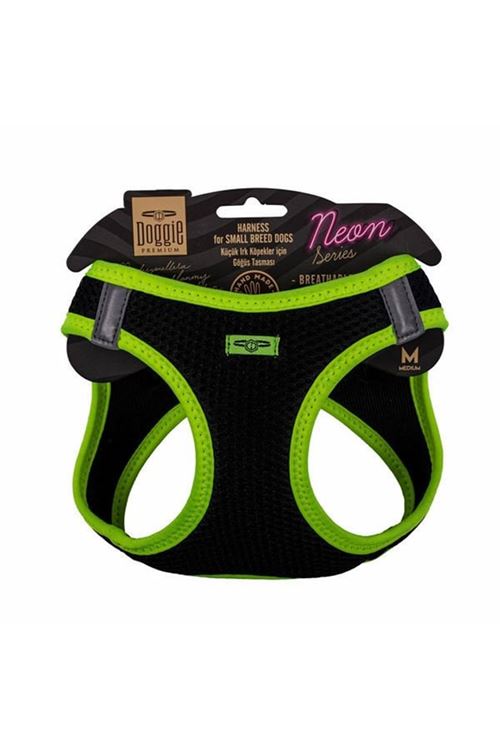 Doggie Havalı Dokuma Neon Küçük Irk Köpek Göğüs Tasması Medium Sarı 38-44 Cm