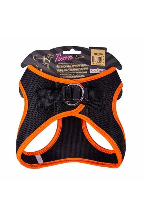 Doggie Havalı Dokuma Neon Küçük Irk Köpek Göğüs Tasması Large Turuncu 42-48 Cm