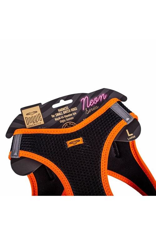 Doggie Havalı Dokuma Neon Küçük Irk Köpek Göğüs Tasması Large Turuncu 42-48 Cm