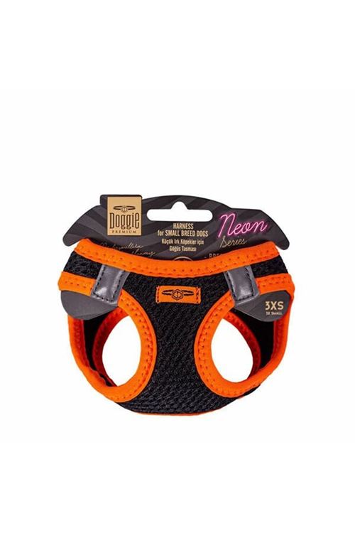 Doggie Havalı Dokuma Neon Küçük Irk Köpek Göğüs Tasması Xxxsmall Turuncu 22-26 Cm