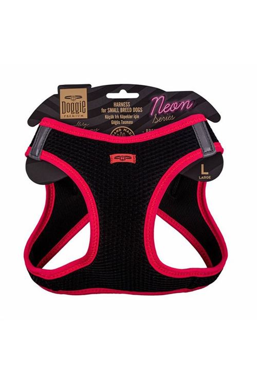 Doggie Havalı Dokuma Neon Küçük Irk Köpek Göğüs Tasması Large Pembe 42-48 Cm
