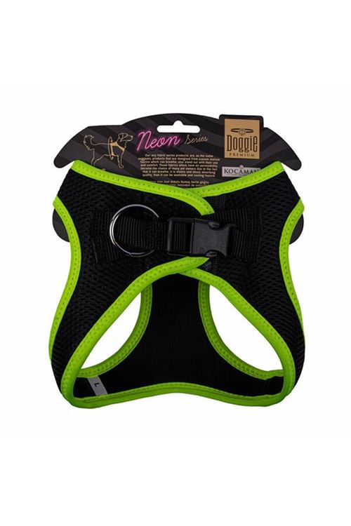 Doggie Havalı Dokuma Neon Küçük Irk Köpek Göğüs Tasması Large Sarı 42-48 Cm