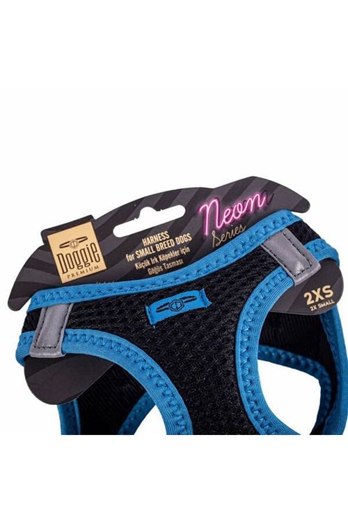 Doggie Havalı Dokuma Neon Küçük Irk Köpek Göğüs Tasması Xxsmall Mavi 26-30 Cm