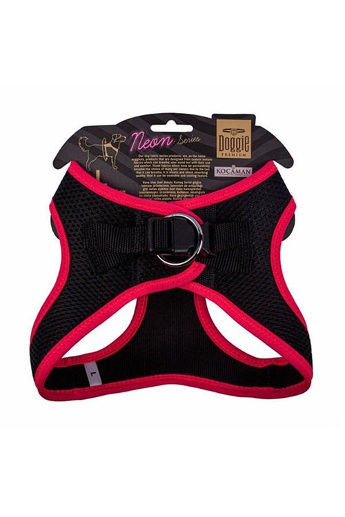 Doggie Havalı Dokuma Neon Küçük Irk Köpek Göğüs Tasması Large Pembe 42-48 Cm