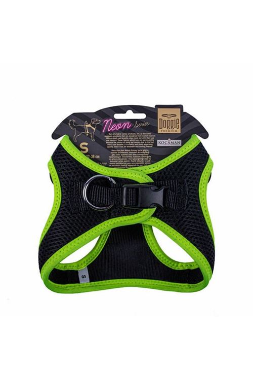 Doggie Havalı Dokuma Neon Küçük Irk Köpek Göğüs Tasması Small Sarı 32-38 Cm