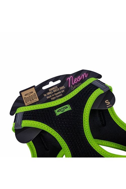 Doggie Havalı Dokuma Neon Küçük Irk Köpek Göğüs Tasması Small Sarı 32-38 Cm
