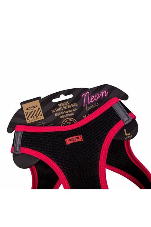 Doggie Havalı Dokuma Neon Küçük Irk Köpek Göğüs Tasması Large Pembe 42-48 Cm