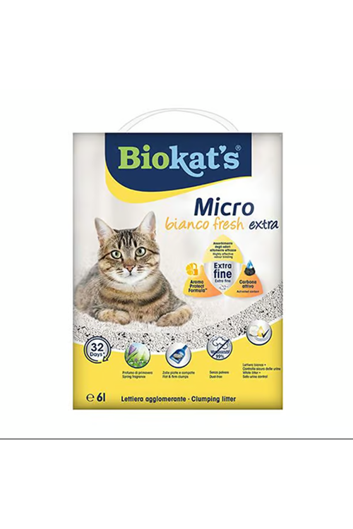 Biokats Micro Fresh Extra Bahar Kokulu Aktif Karbonlu Topaklanan Doğal Kedi Kumu 6 Lt