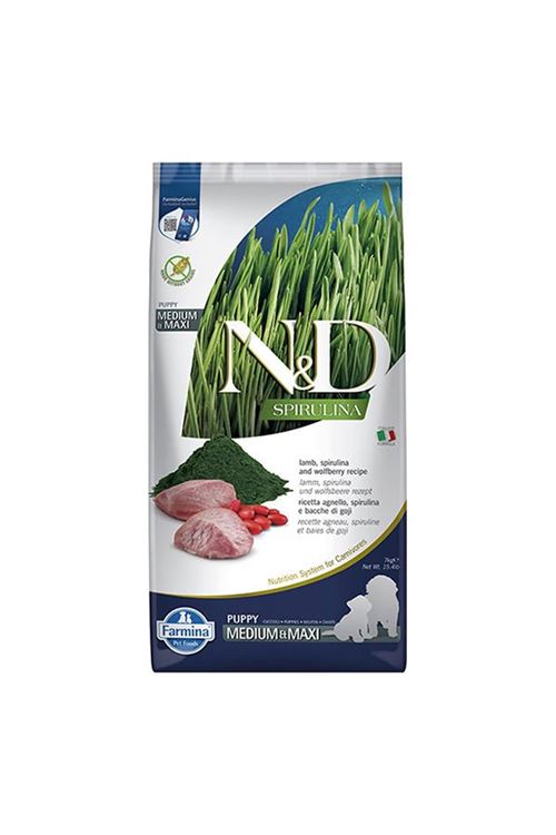 N&D Spirulina Kuzu Etli Orta ve Büyük Irk Yavru Köpek Maması 7 Kg