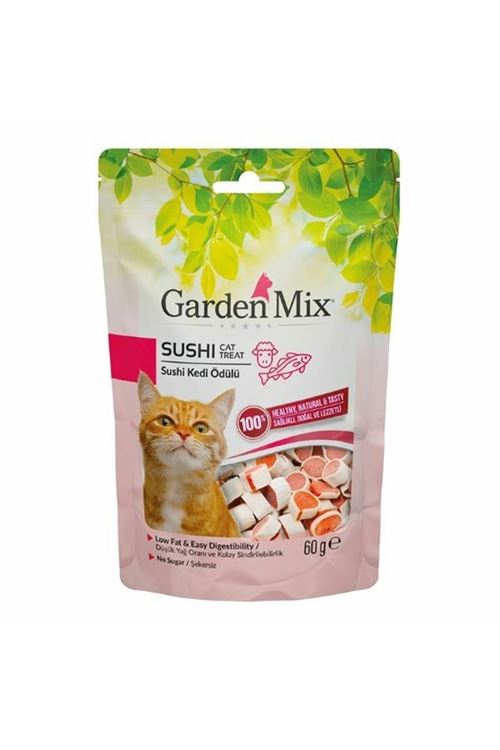 Garden Mix Kuzulu Sushi Düşük Yağlı Şekersiz Kedi Ödül Maması 60 Gr
