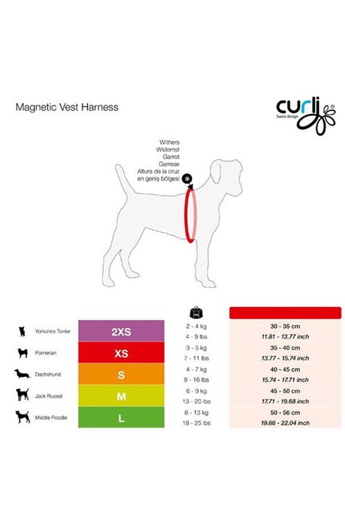 Curli Magnetic Vest Köpek Göğüs Tasması Siyah Xxsmall 30-35 Cm