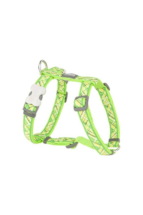 Red Dingo Flanno Desenli Köpek Göğüs Tasması Lime 20 Mm