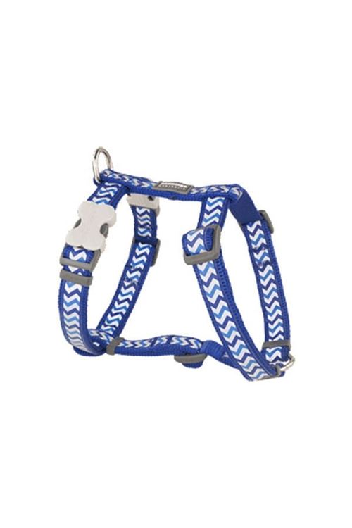 Red Dingo Reflektörlü Ziggy Desenli Köpek Göğüs Tasması Lacivert 25 Mm