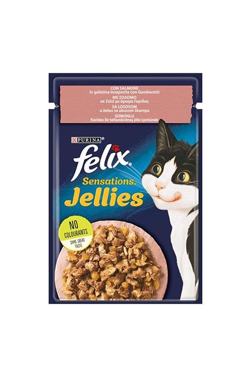 Felix Sensations Taze Jöle İçerisinde Karides ve Somonlu Yetişkin Konserve Kedi Maması 85 Gr