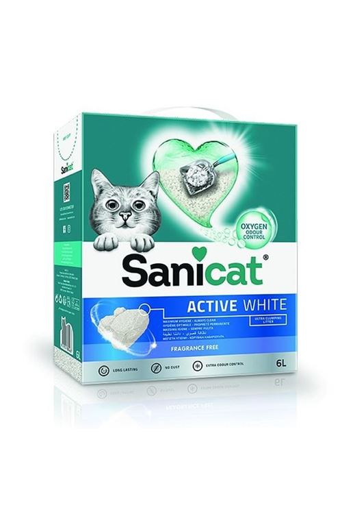 Sanicat Active White Ultra Topaklanan Doğal Kedi Kumu 6 Lt
