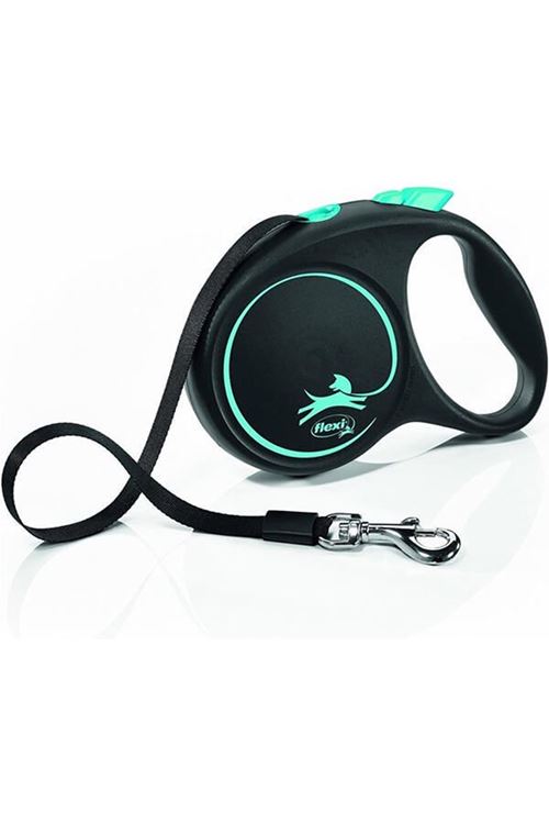 Flexi Black Design Şerit Otomatik Köpek Gezdirme Tasması Mavi Medium 5 Mt