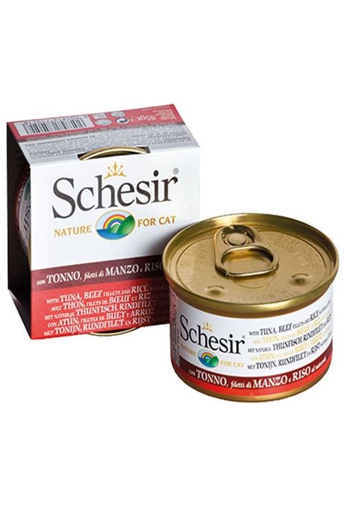 Schesir Ton Balık ve Sığır Etli Naturel Konserve Kedi Maması 85 Gr