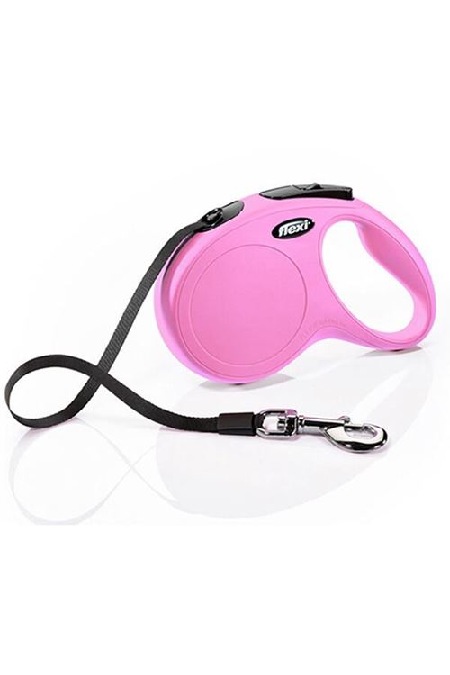 Flexi New Classic Şerit Otomatik Köpek Gezdirme Tasması Medium Pembe 5 Mt