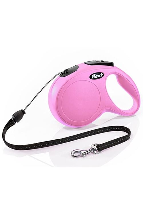 Flexi New Classic İp Otomatik Köpek Gezdirme Tasması Medium Pembe 8 Mt