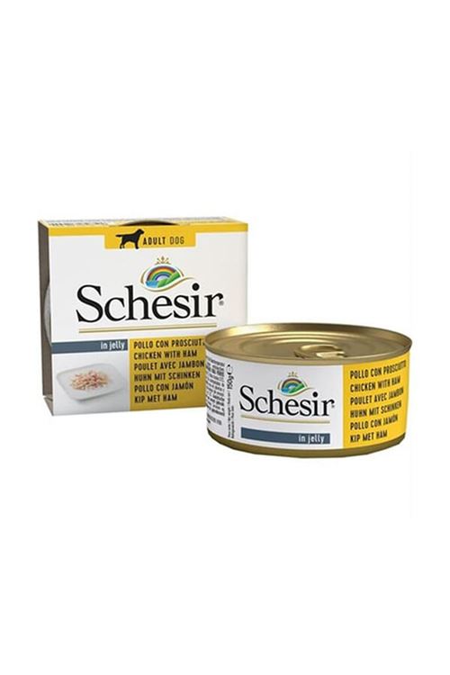 Schesir Jelly Pouch Tavuklu ve Domuzlu Fileto Konserve Yetişkin Köpek Maması 150 Gr