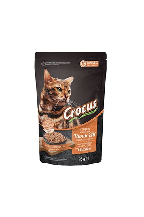 Crocus Tahılsız Pouch Jöleli Tavuklu Yetişkin Konserve Kedi Maması 85 Gr