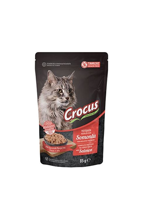 Crocus Tahılsız Pouch Jöleli Somonlu Yavru Konserve Kedi Maması 85 Gr