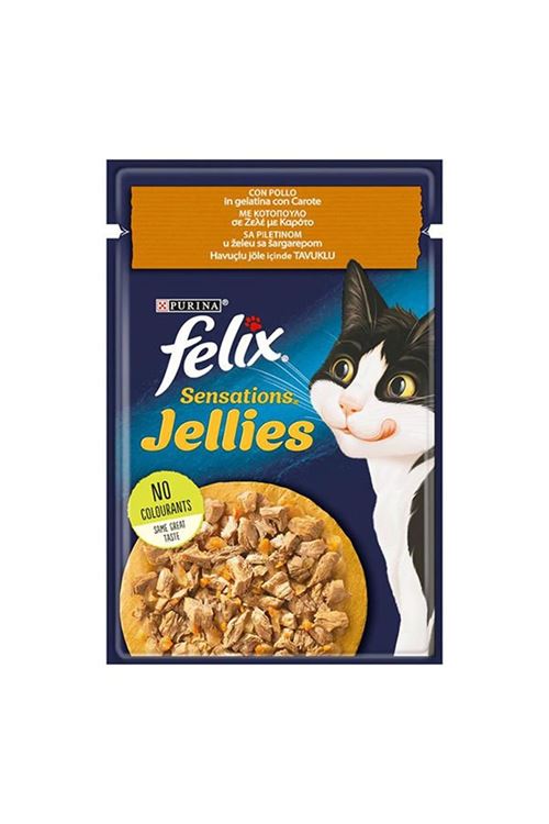 Felix Sensations Taze Havuçlu Jöle İçerisinde Tavuklu Yetişkin Konserve Kedi Maması 85 Gr