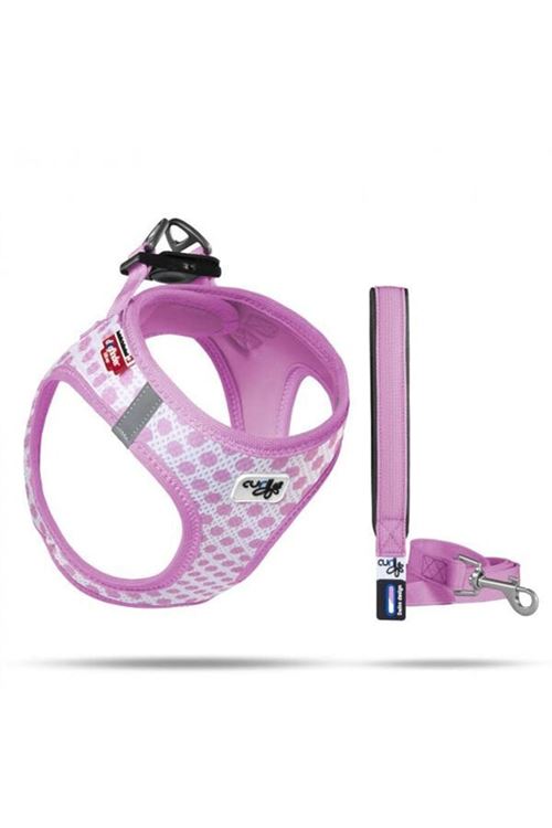 Curli Vest Air-Mesh Köpek Göğüs Tasması Pembe Puantiye Xxxsmall 26-30 Cm