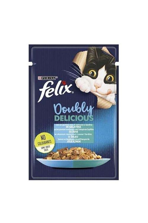 Felix Taze Somon ve Sardalya Jöleli Pouch Yetişkin Konserve Kedi Maması 85 Gr