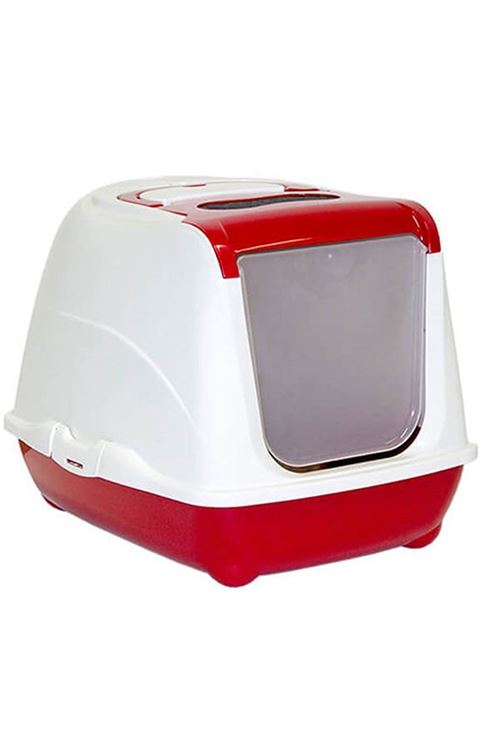 Moderna Flip Kapalı Kedi Tuvaleti Kırmızı 50 Cm
