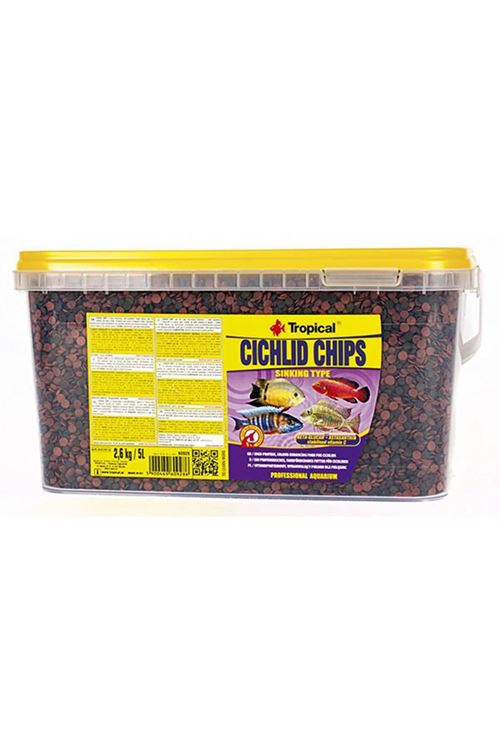 Tropical Cichlid Chips Cichlid Balıkları için Renklendirici Cips Balık Yemi 5 Lt 2.6 Kg