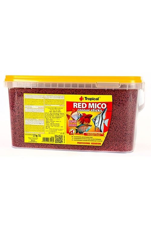Tropical Red Mico Colour Sticks Kan Kurdu İçerikli Ekstrüde Balık Yemi 5 Lt 1.7 Kg