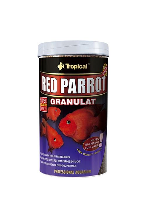 Tropical Red Parrot Granulat Kırmızı Papağan Balıkları için Granül Balık Yemi 1000 Ml 400 Gr