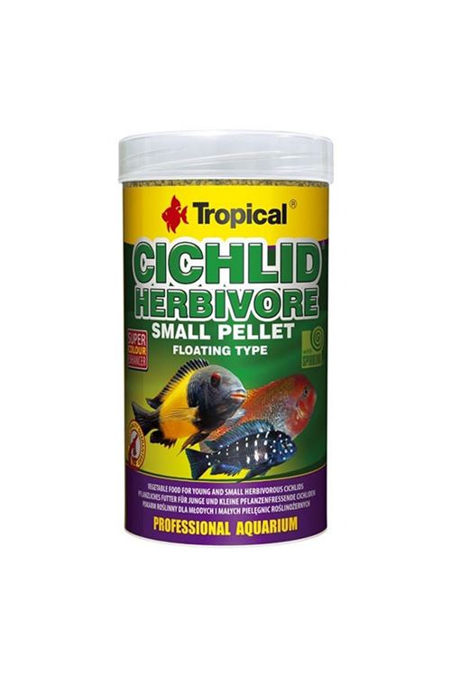 Tropical Cichlid Herbivore Pellet Otobur Cichlid için Balık Yemi Small 1000 Ml 360 Gr
