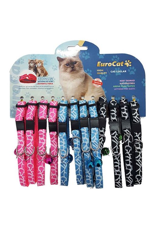 Eurocat Çizgi Desenli Kedi Boyun Tasması 12 Adet 10 Mm 28 Cm