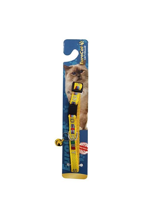 Eurocat Bayrak Desenli Kedi Boyun Tasması Sarı 10 Mm 28 Cm