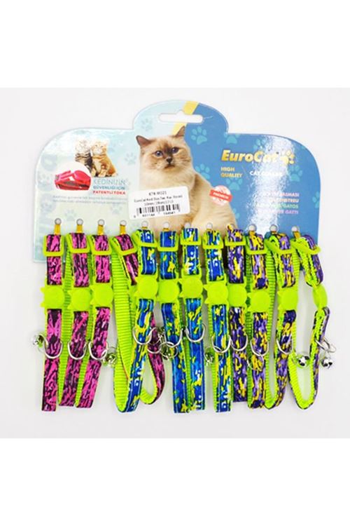 Eurocat Desenli Kedi Boyun Tasması Yeşil 12 Adet 10 Mm 28 Cm