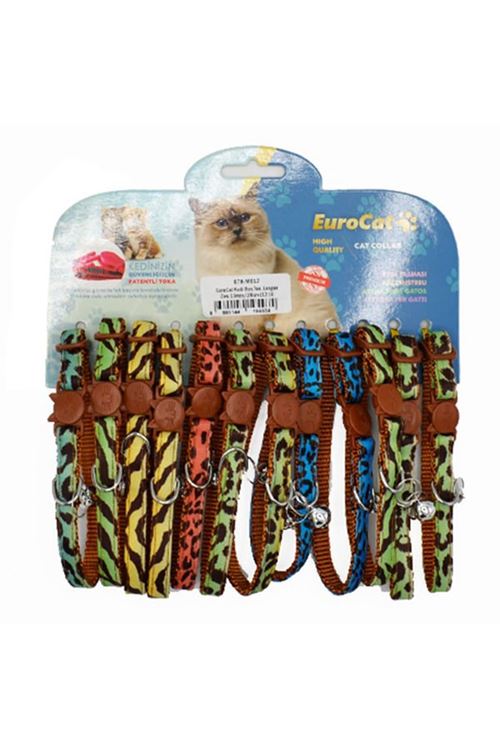Eurocat Leopar Desenli Kedi Boyun Tasması 12 Adet 10 Mm 28 Cm