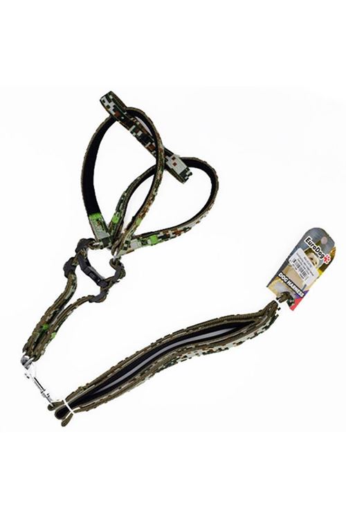Euro Dog Köpek Uzatma Tasması ve Göğüs Tasması Takımı Kamuflaj 15 Mm 120 Cm