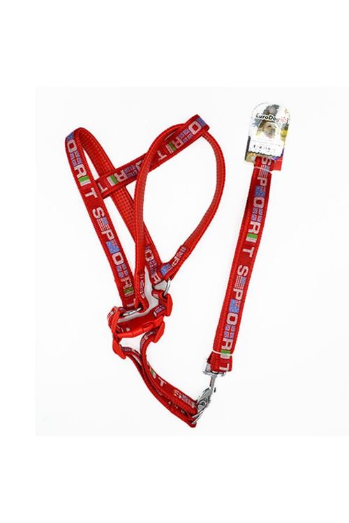 Euro Dog Köpek Uzatma Tasması ve Göğüs Tasması Takımı Kırmızı 22 Mm 120 Cm