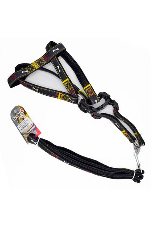 Euro Dog Köpek Uzatma Tasması ve Göğüs Tasması Takımı Siyah 21 Mm 120 Cm