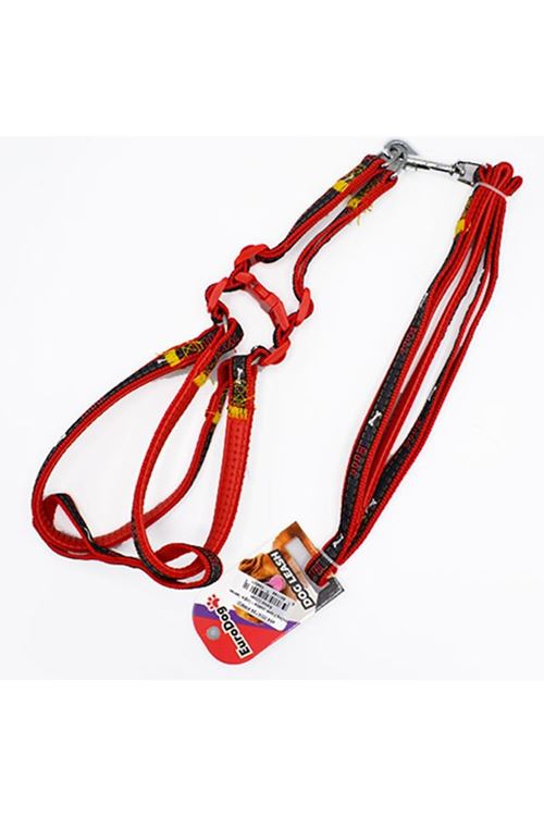 Euro Dog Köpek Uzatma Tasması ve Göğüs Tasması Kırmızı 120 Cm