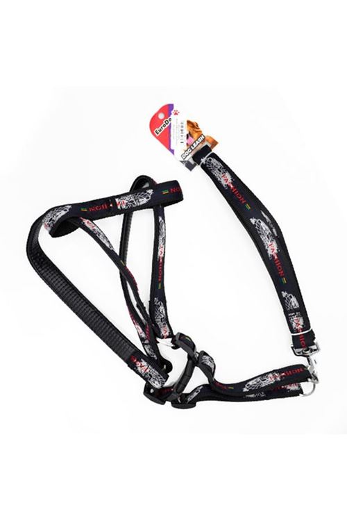 Euro Dog Köpek Uzatma Tasması ve Göğüs Tasması Takımı Siyah 26 Mm 120 Cm
